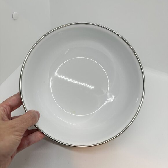 Vintage Kobe Nesting Bowl Mixing Enameled Metal Kitchen Floral Flowers Blueberry - Picture 5 of 6